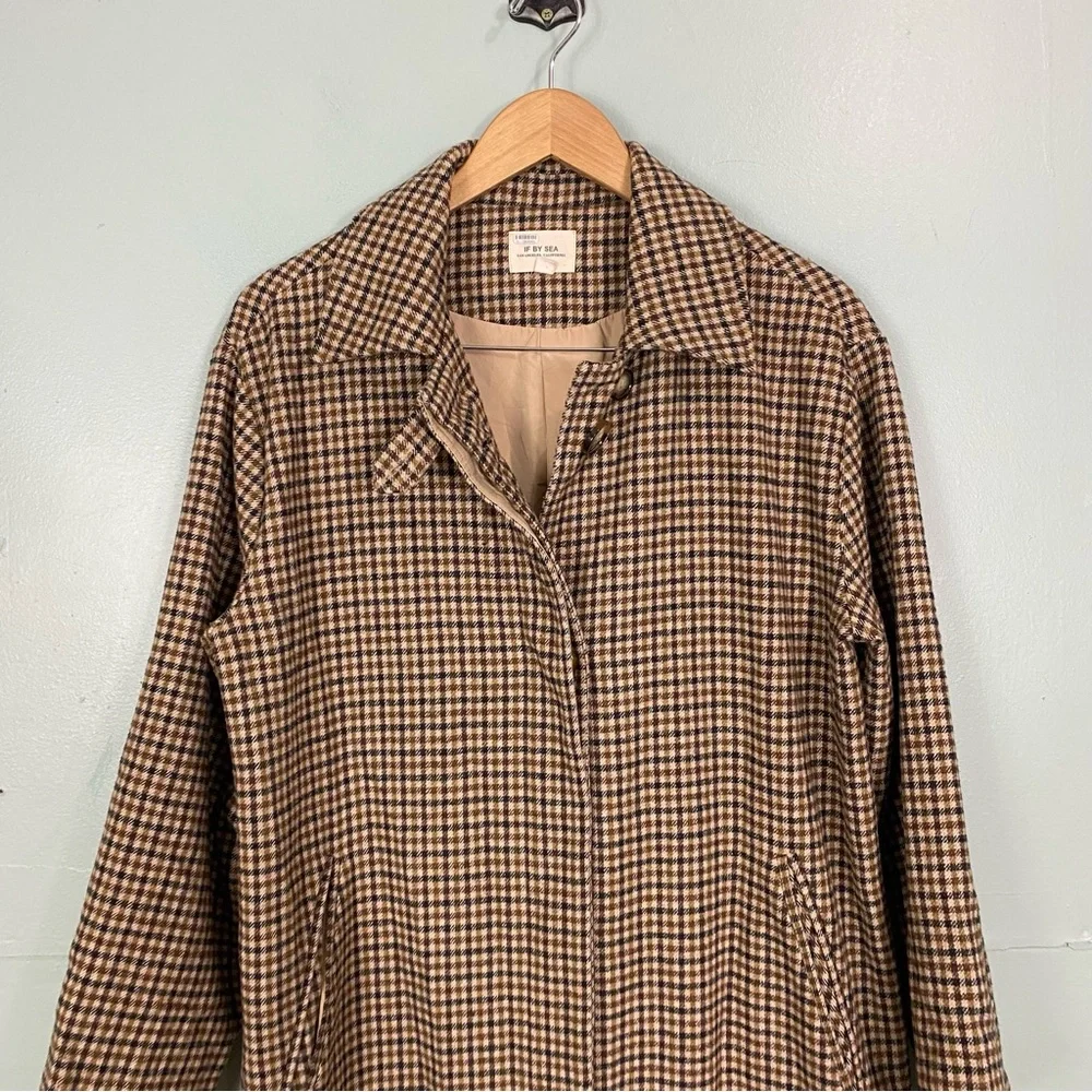 Anthropologie If By Sea Menswear‎ Plaid Overcoat City Coat Brown Academia Small - Picture 4 of 13